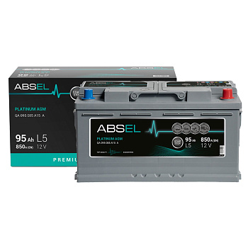 Аккумулятор AGM ABSEL PLATINUM AGM 12V L5 95Ah 850A (0) ОП (легковая) type EURO (353x175x190)