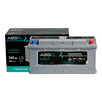 Аккумулятор AGM ABSEL PLATINUM AGM 12V L6 105Ah 950A (0) ОП (легковая) type EURO (394x175x190)