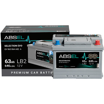 Аккумулятор SLI ABSEL SELECTION EVO 12V LB2 63Ah 640A (0) ОП (легковая) type EURO (242x175x175)
