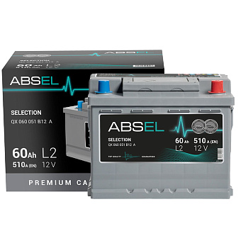 Аккумулятор SLI ABSEL SELECTION 12V L2 60Ah 510A (1) ПП (легковая) type EURO (242x175x190)