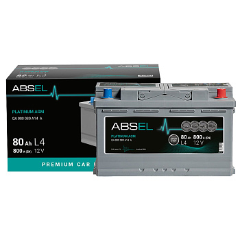 Аккумулятор AGM ABSEL PLATINUM AGM 12V L4 80Ah 800A (0) ОП (легковая) type EURO (315x175x190)