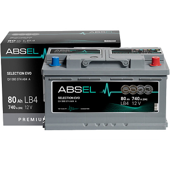Аккумулятор SLI ABSEL SELECTION EVO 12V LB4 80Ah 740A (0) ОП (легковая) type EURO (313x175x175)