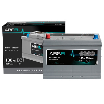 Аккумулятор SLI ABSEL SELECTION EVO 12V D31 100Ah 850A (1) ПП (легковая) type ASIA (305x171x226)