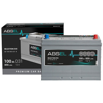 Аккумулятор SLI ABSEL SELECTION EVO 12V D31 100Ah 850A (0) ОП (легковая) type ASIA (305x171x226)