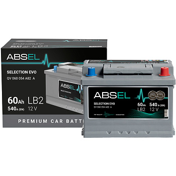 Аккумулятор SLI ABSEL SELECTION EVO 12V LB2 60Ah 540A (0) ОП (легковая) type EURO (242x175x175)