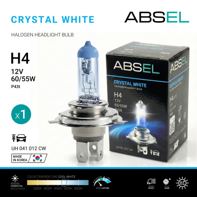 Лампа галогенная H4 P43t 60/55W 12V CRYSTAL WHITE