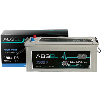 Аккумулятор EFB ABSEL POWER EFB HD 12V D5 190Ah 1050A (3) ОП (грузовая) type EURO (510x222x220)