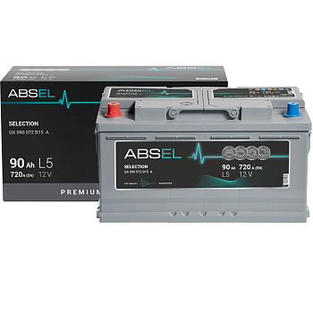 Аккумулятор SLI ABSEL SELECTION 12V L5 90Ah 720A (1) ПП (легковая) type EURO (353x175x190)